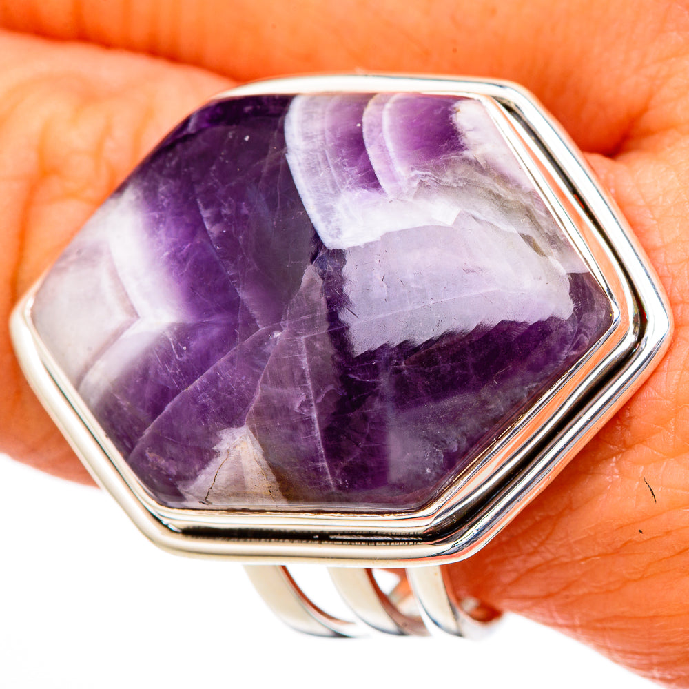 Chevron Amethyst Rings handcrafted by Anasilvercos - RING102164