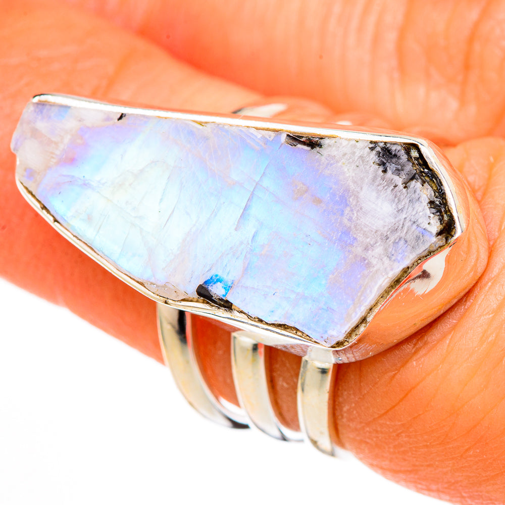 Rainbow Moonstone Rings handcrafted by Anasilvercos - RING102168