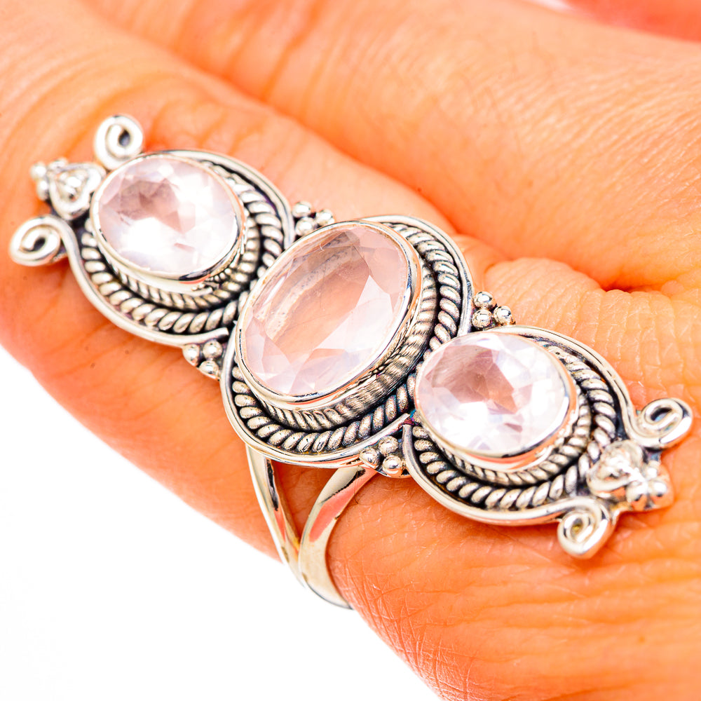 Rose Quartz Rings handcrafted by Anasilvercos - RING102195