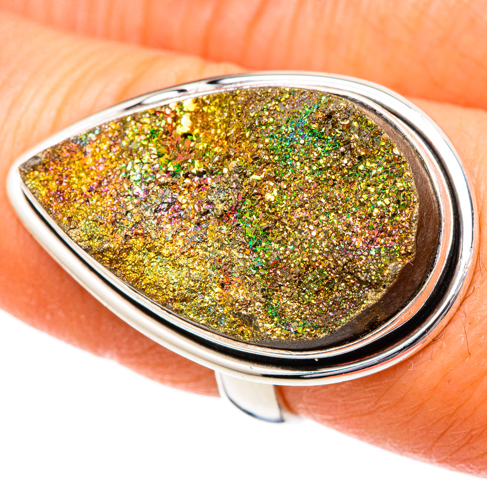 Spectro Pyrite Druzy Rings handcrafted by Anasilvercos - RING102202