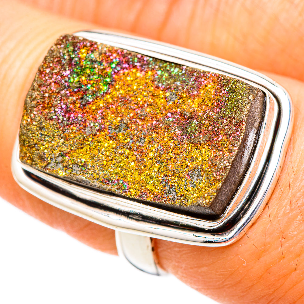 Spectro Pyrite Druzy Rings handcrafted by Anasilvercos - RING102203