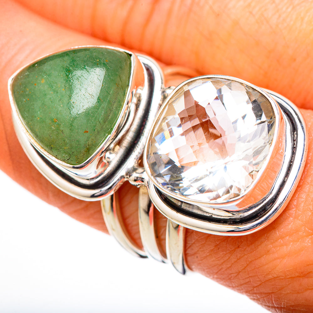 Green Amethyst, Green Aventurine Rings handcrafted by Anasilvercos - RING102223
