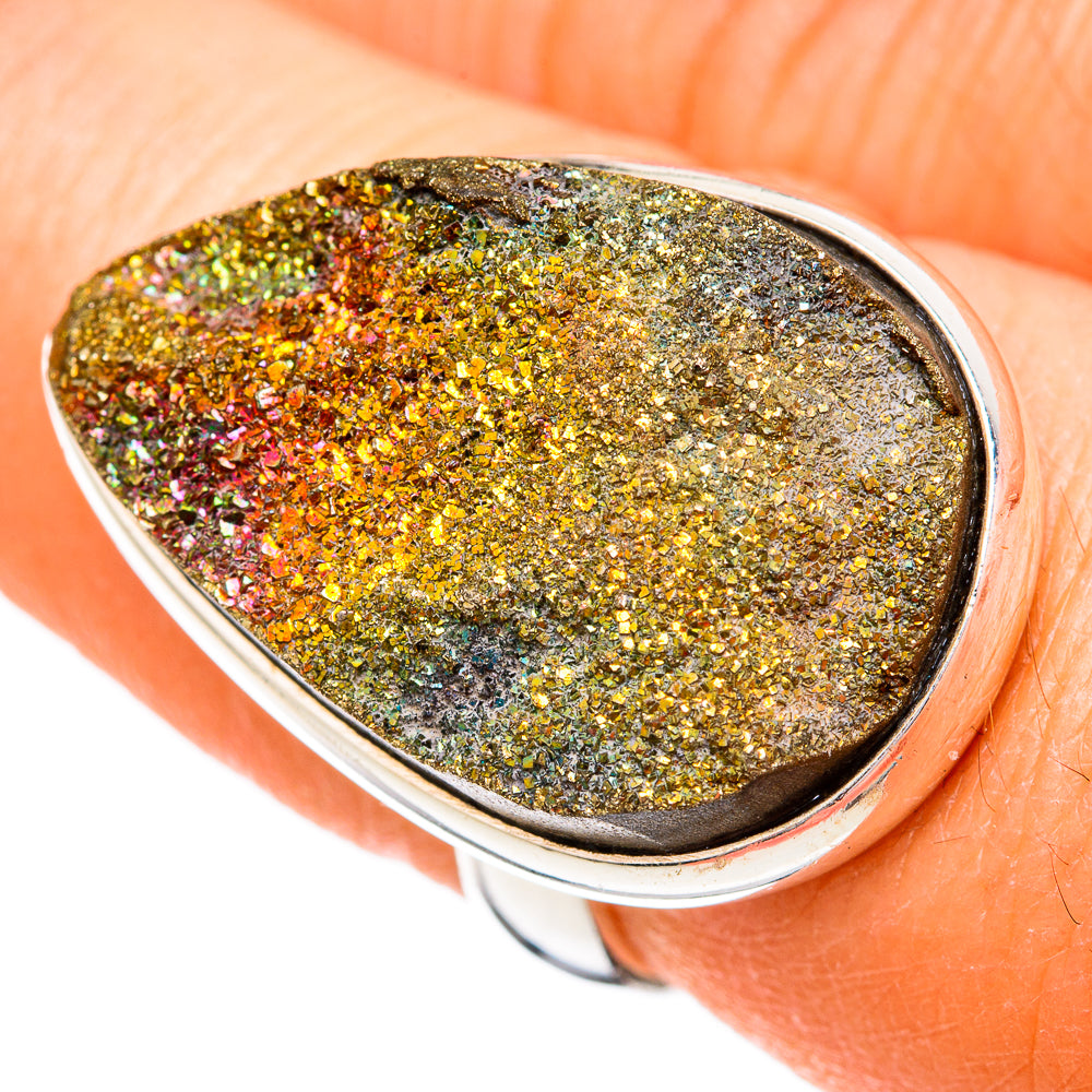 Spectro Pyrite Druzy Rings handcrafted by Anasilvercos - RING102258