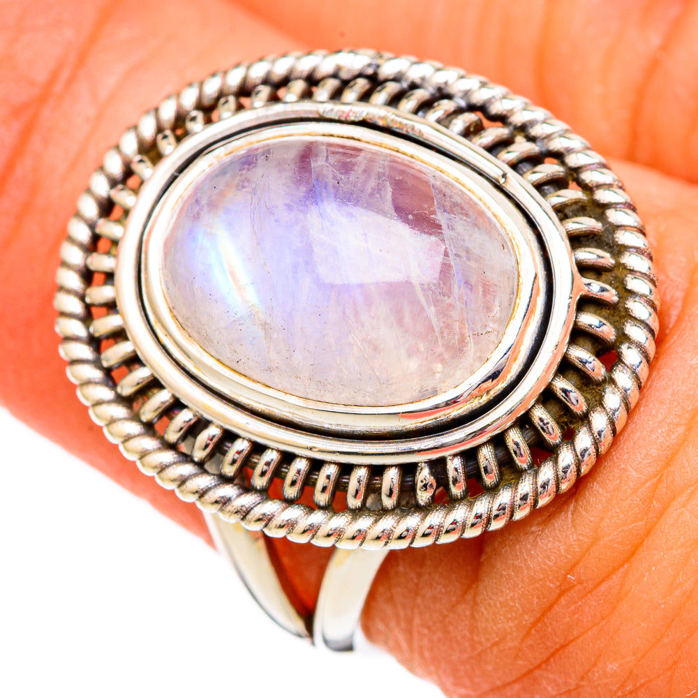 Rainbow Moonstone Rings handcrafted by Anasilvercos - RING102261