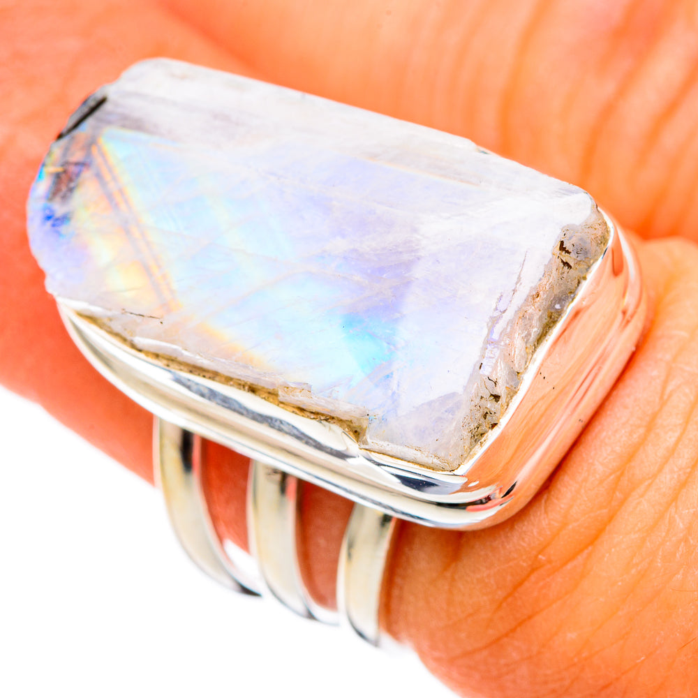 Rainbow Moonstone Rings handcrafted by Anasilvercos - RING102262