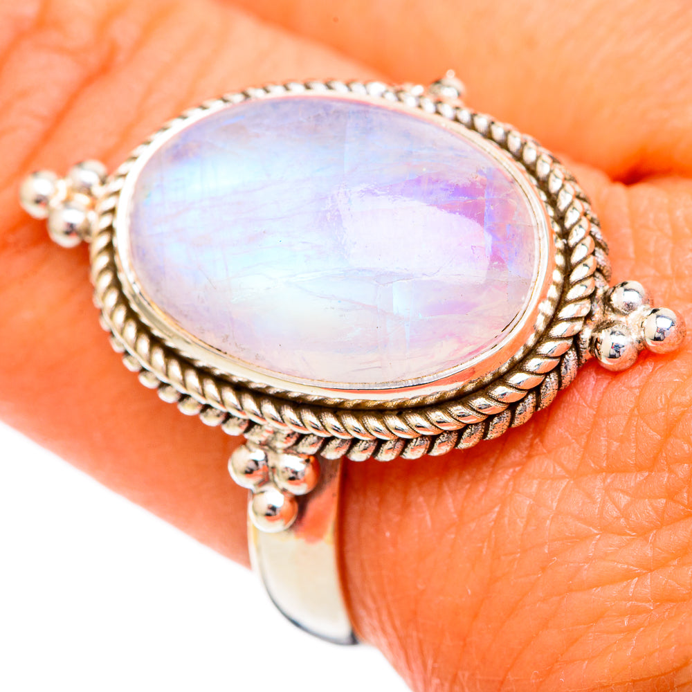 Rainbow Moonstone Rings handcrafted by Anasilvercos - RING102263