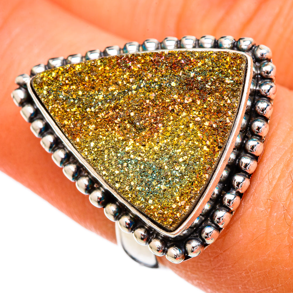 Spectro Pyrite Druzy Rings handcrafted by Anasilvercos - RING102286