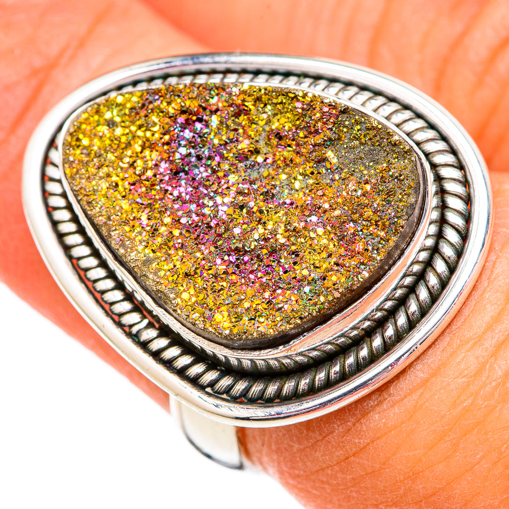 Spectro Pyrite Druzy Rings handcrafted by Anasilvercos - RING102314