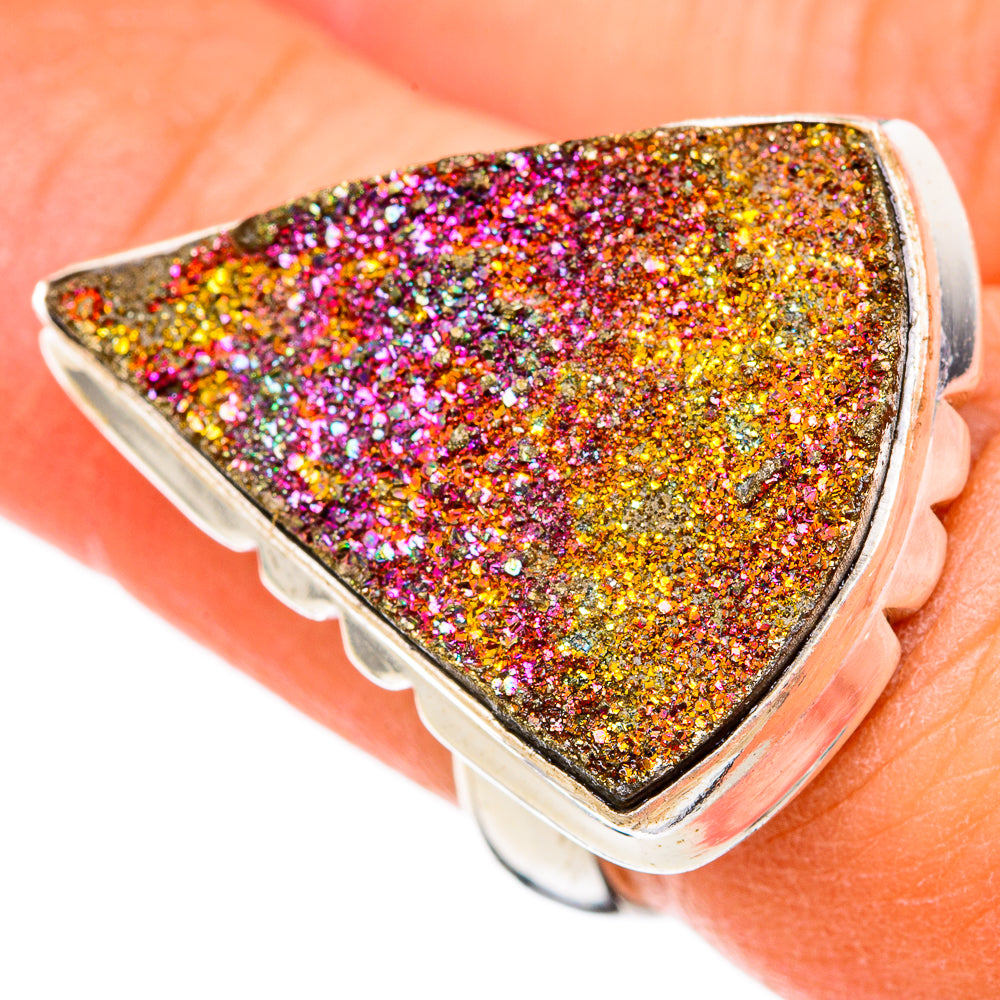 Spectro Pyrite Druzy Rings handcrafted by Anasilvercos - RING102315