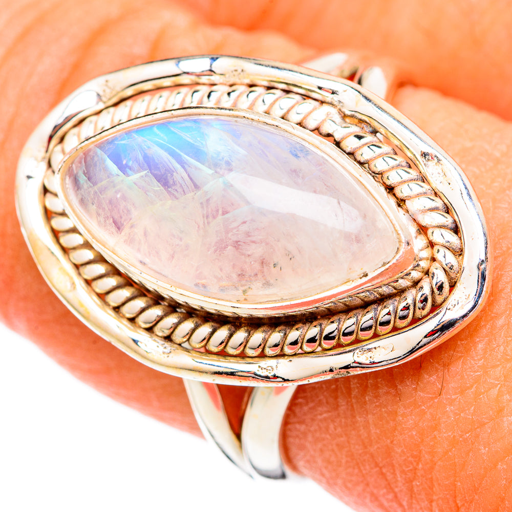 Rainbow Moonstone Rings handcrafted by Anasilvercos - RING102321