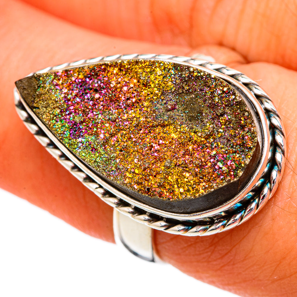 Spectro Pyrite Druzy Rings handcrafted by Anasilvercos - RING102340