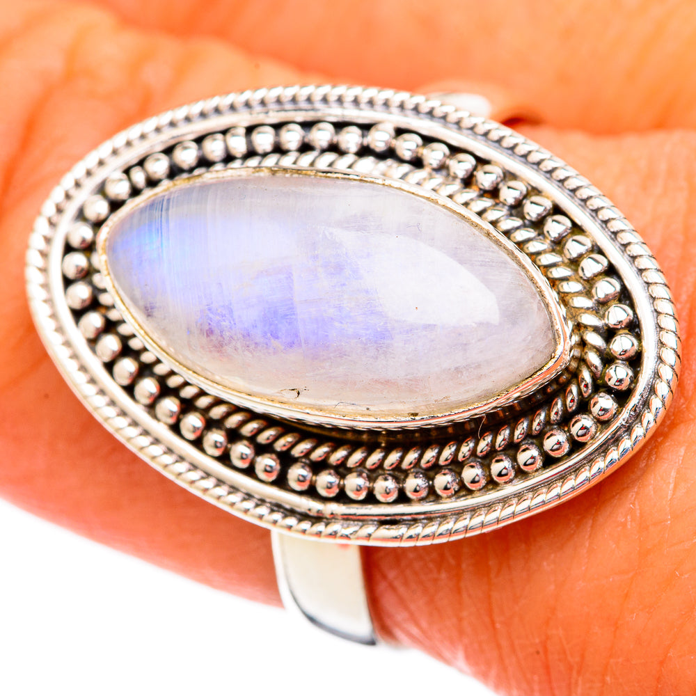 Rainbow Moonstone Rings handcrafted by Anasilvercos - RING102344