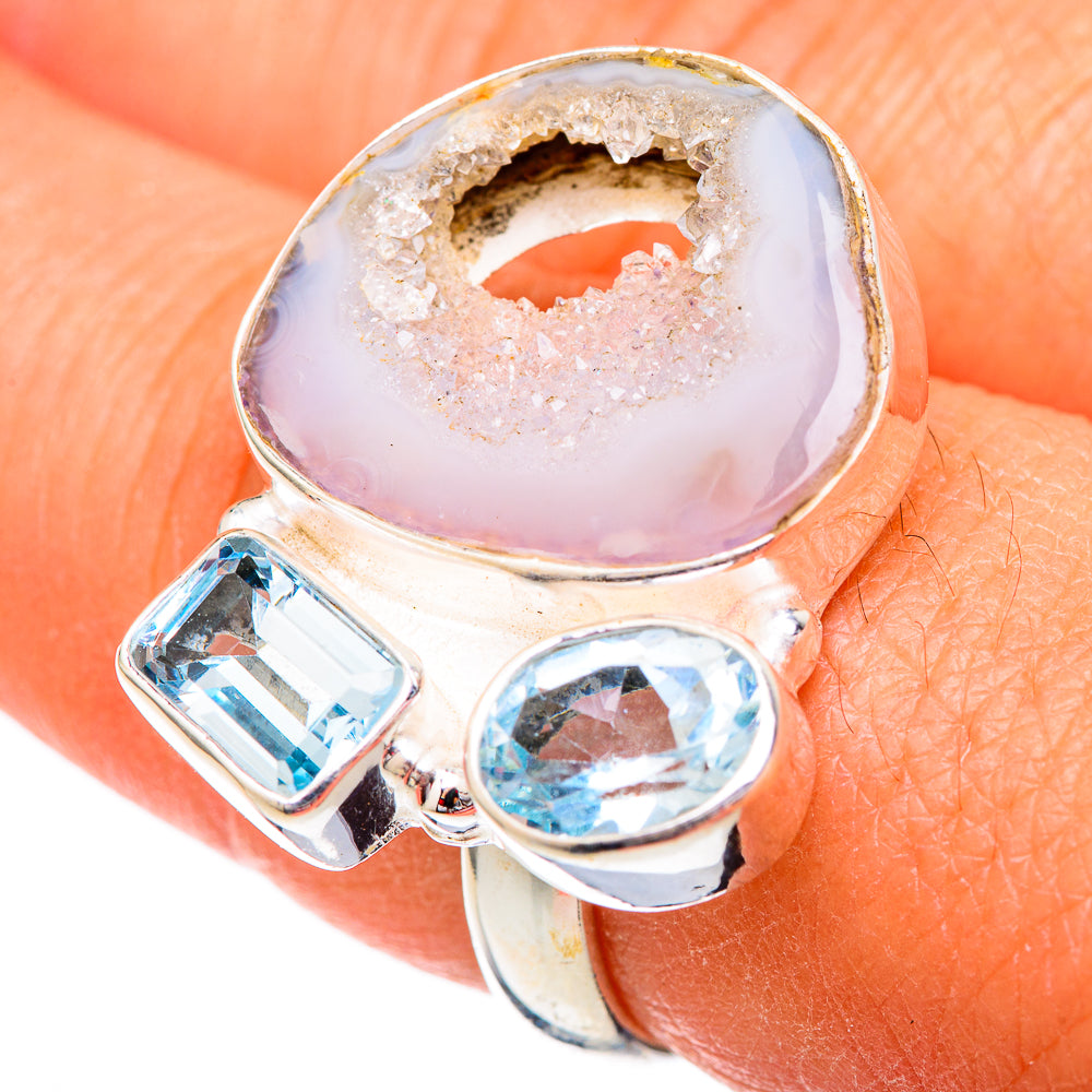 White Geode Slice Rings handcrafted by Anasilvercos - RING102350