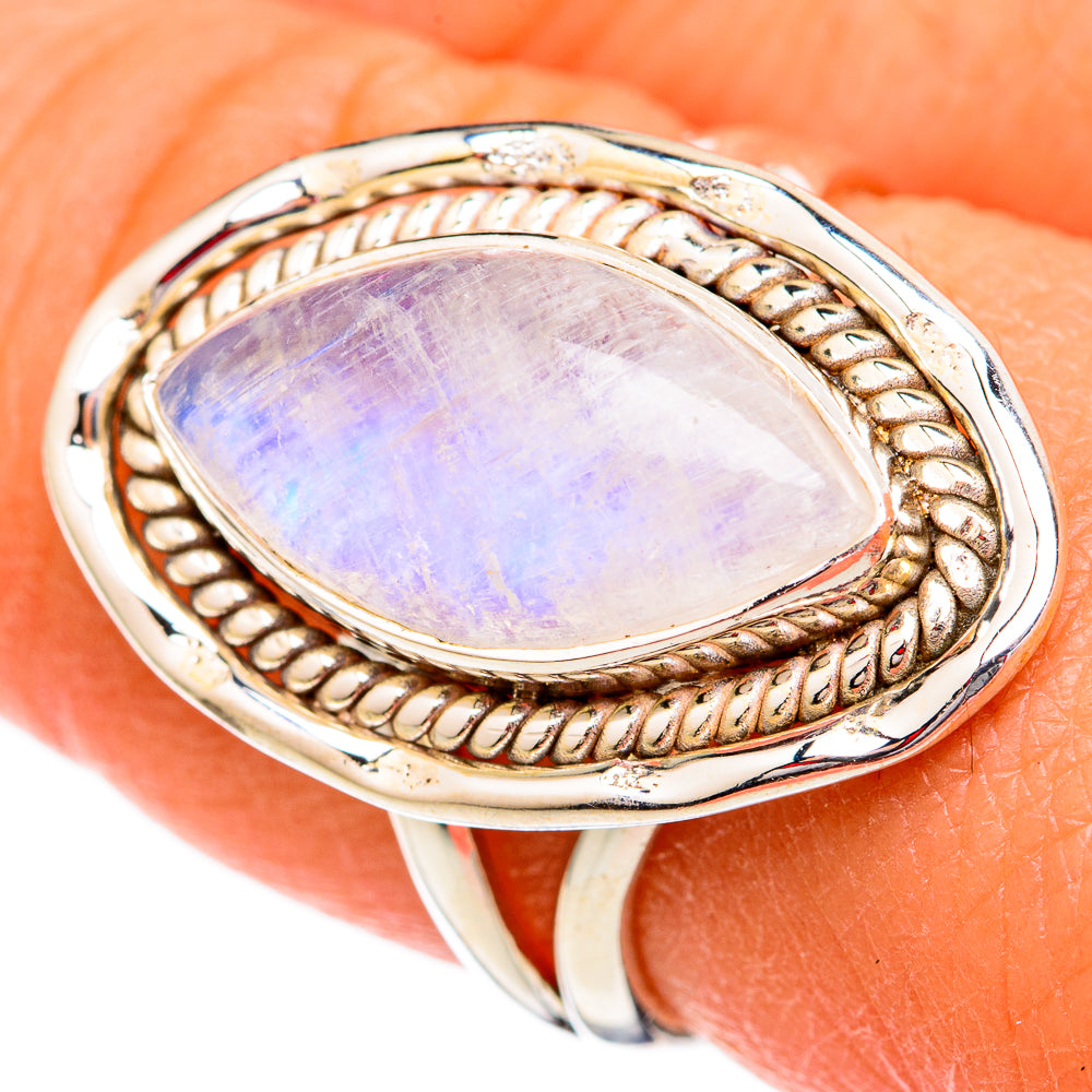 Rainbow Moonstone Rings handcrafted by Anasilvercos - RING102361