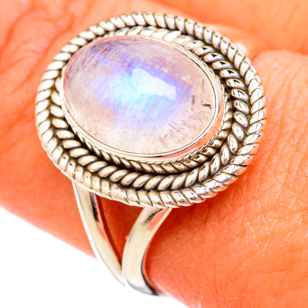 Rainbow Moonstone Rings handcrafted by Anasilvercos - RING102363