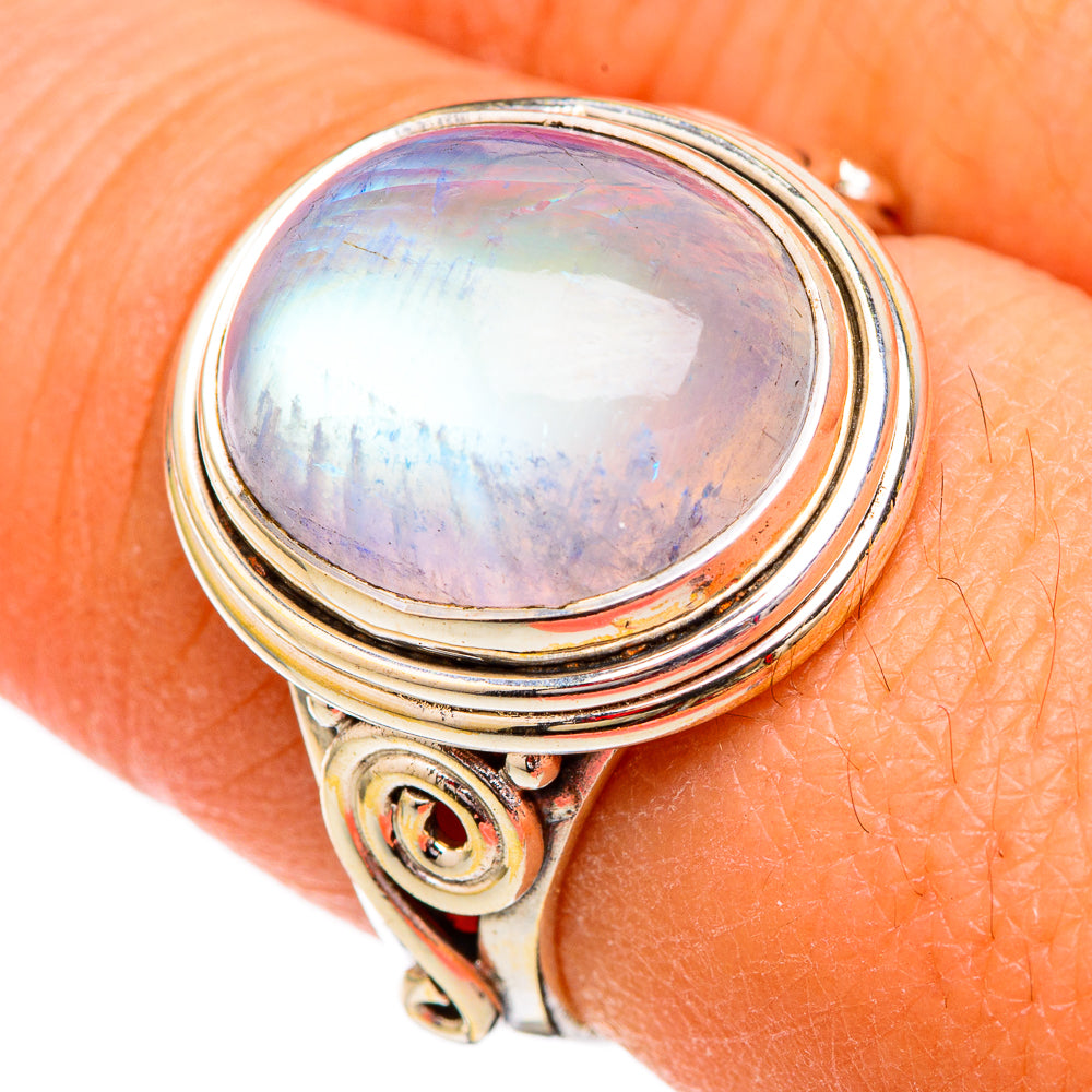 Rainbow Moonstone Rings handcrafted by Anasilvercos - RING102364