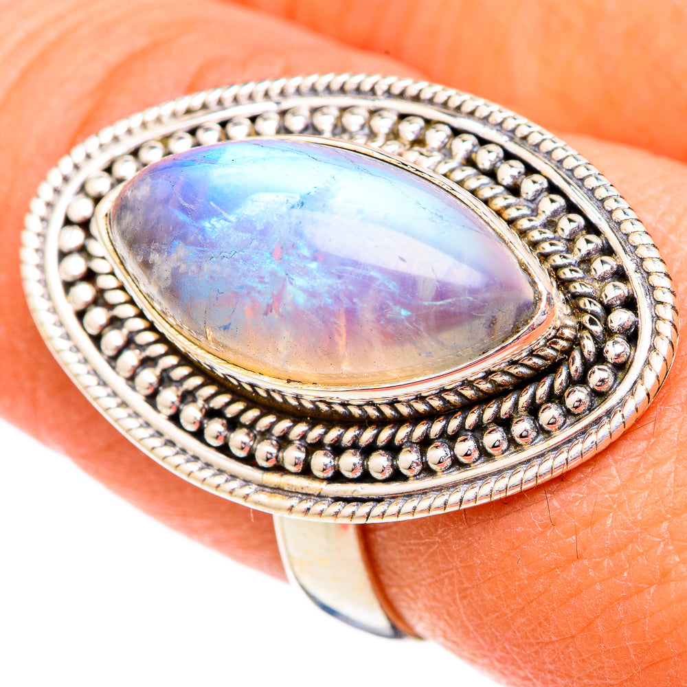 Rainbow Moonstone Rings handcrafted by Anasilvercos - RING102380