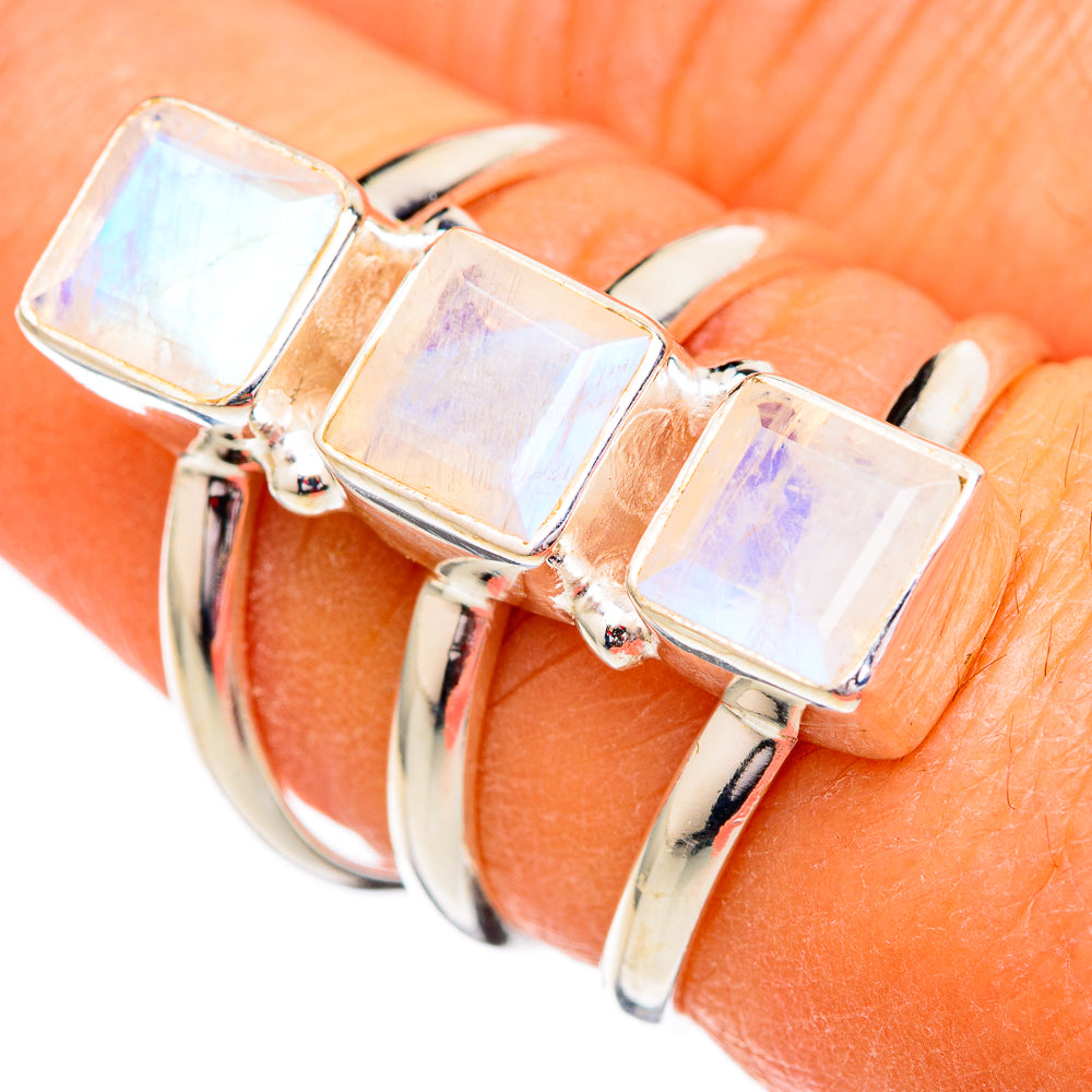 Rainbow Moonstone Rings handcrafted by Anasilvercos - RING102382
