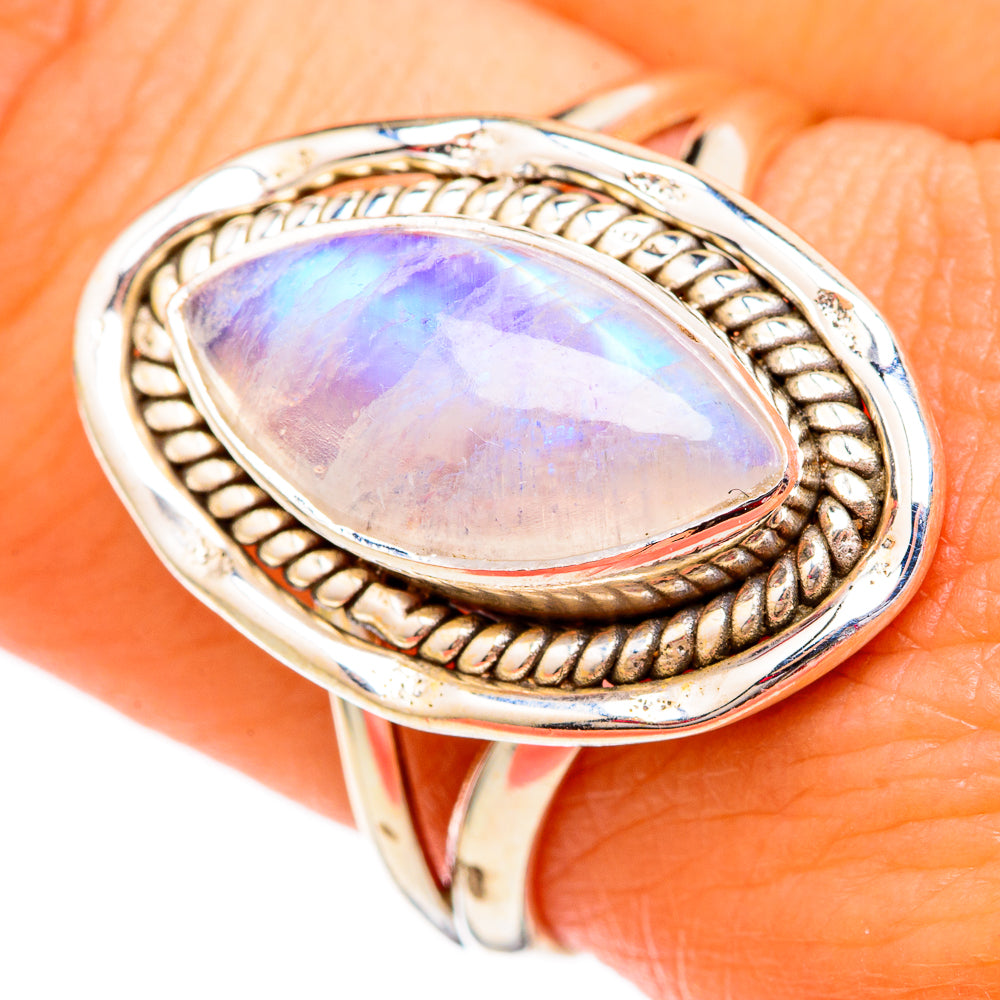Rainbow Moonstone Rings handcrafted by Anasilvercos - RING102383