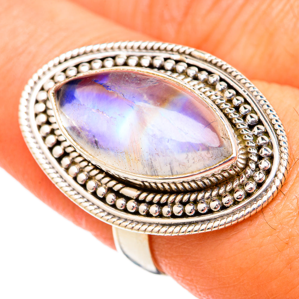 Rainbow Moonstone Rings handcrafted by Anasilvercos - RING102400