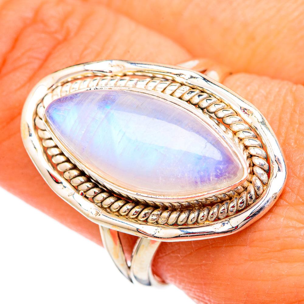 Rainbow Moonstone Rings handcrafted by Anasilvercos - RING102458