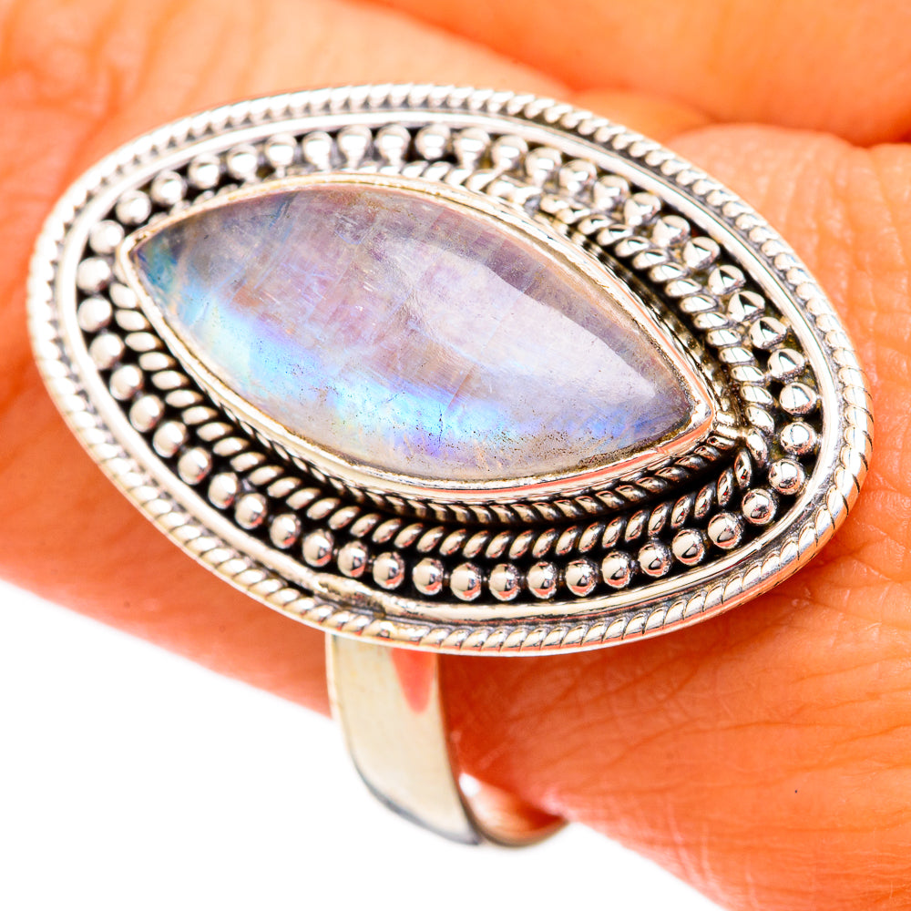 Rainbow Moonstone Rings handcrafted by Anasilvercos - RING102480
