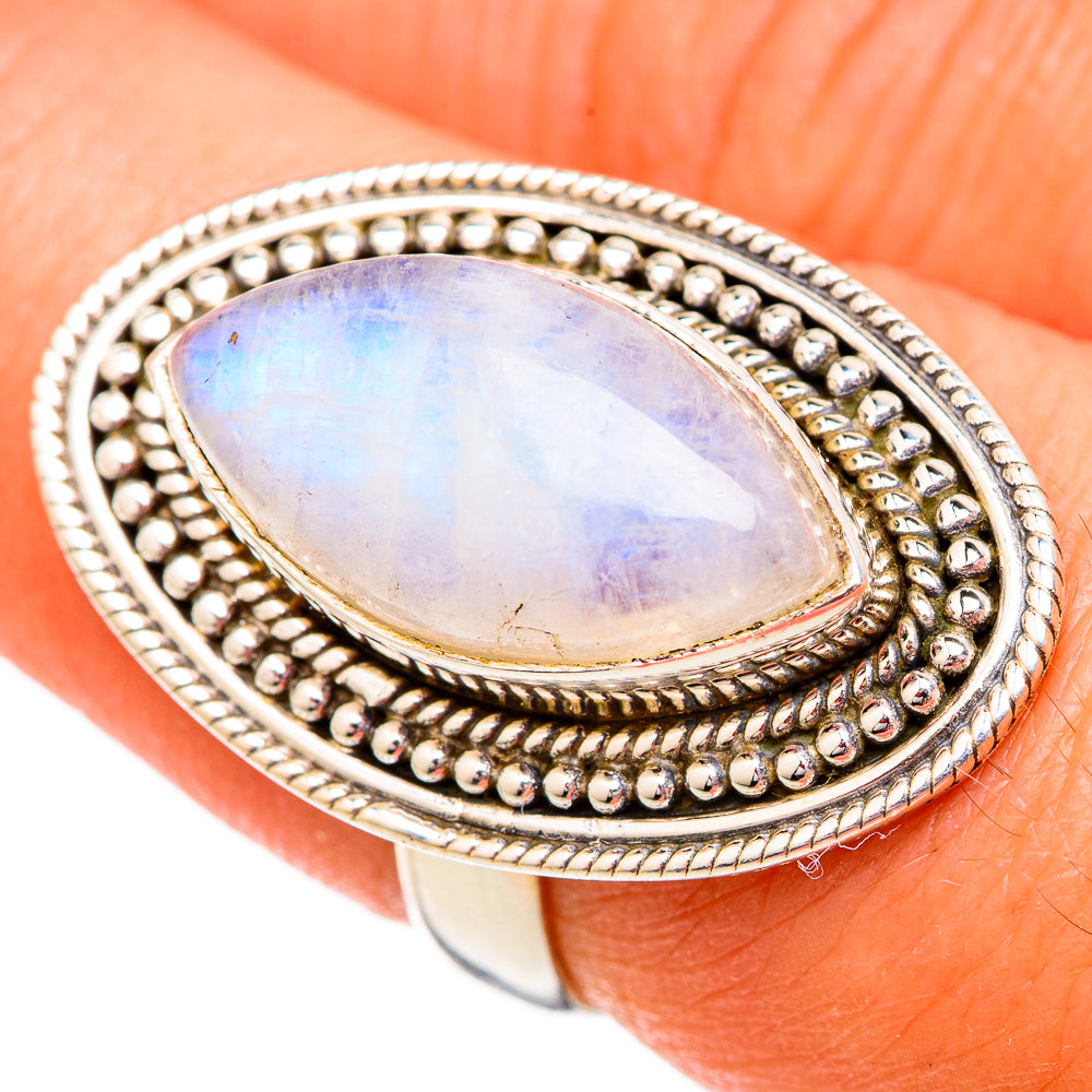 Rainbow Moonstone Rings handcrafted by Anasilvercos - RING102485