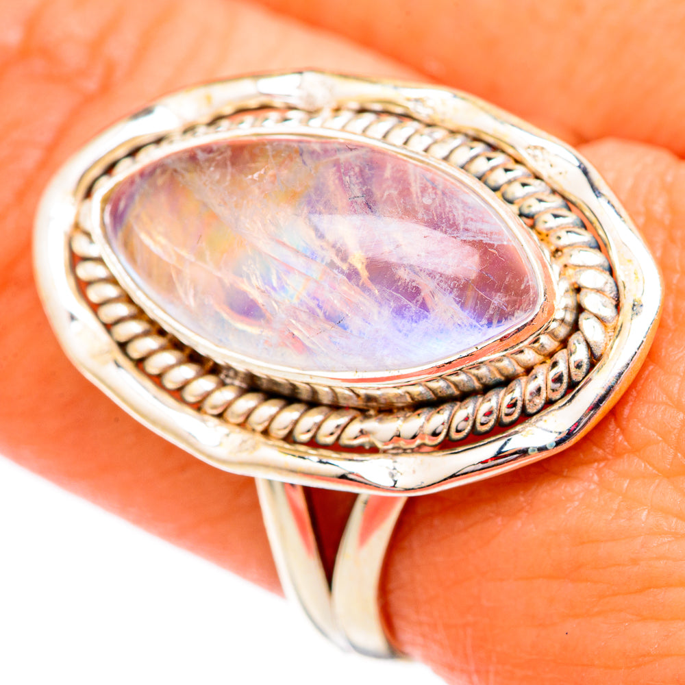 Rainbow Moonstone Rings handcrafted by Anasilvercos - RING102487