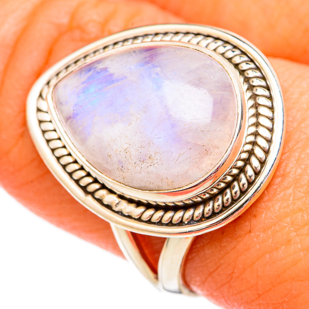 Rainbow Moonstone Rings handcrafted by Anasilvercos - RING102492
