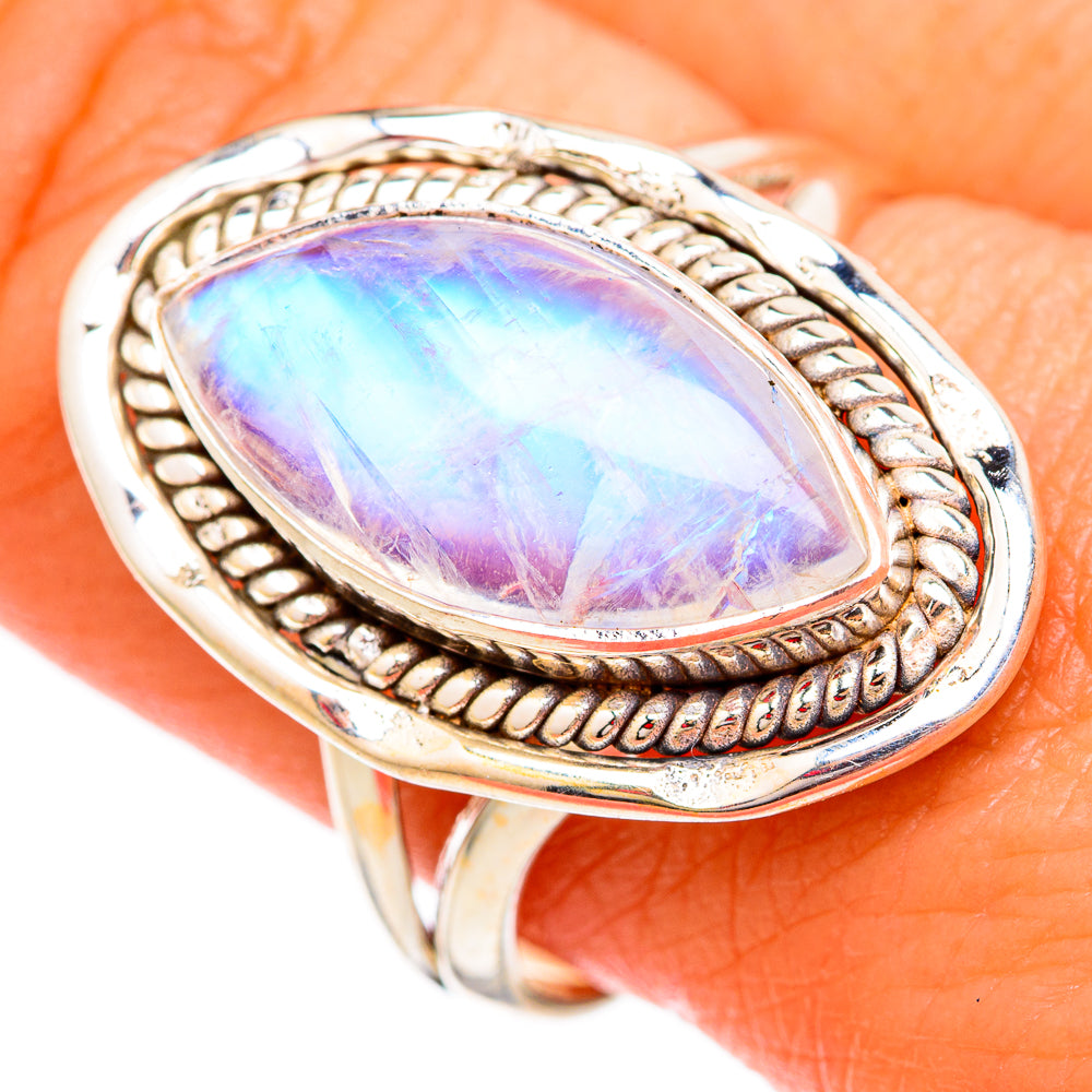 Rainbow Moonstone Rings handcrafted by Anasilvercos - RING102497