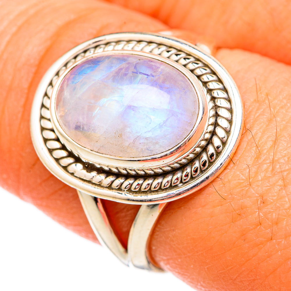 Rainbow Moonstone Rings handcrafted by Anasilvercos - RING102498