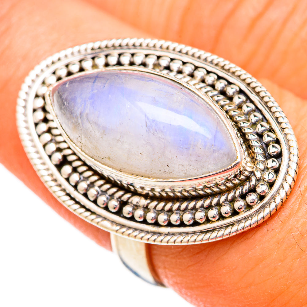 Rainbow Moonstone Rings handcrafted by Anasilvercos - RING102499