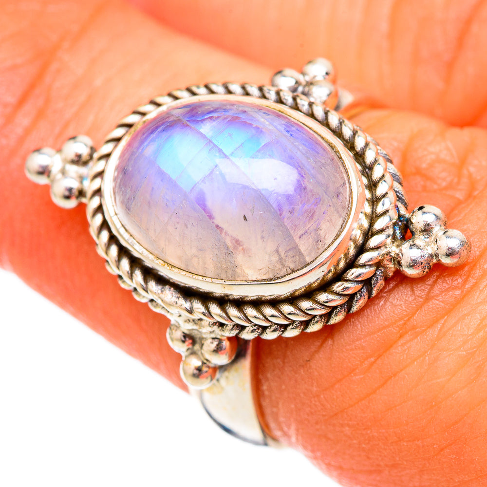 Rainbow Moonstone Rings handcrafted by Anasilvercos - RING102504