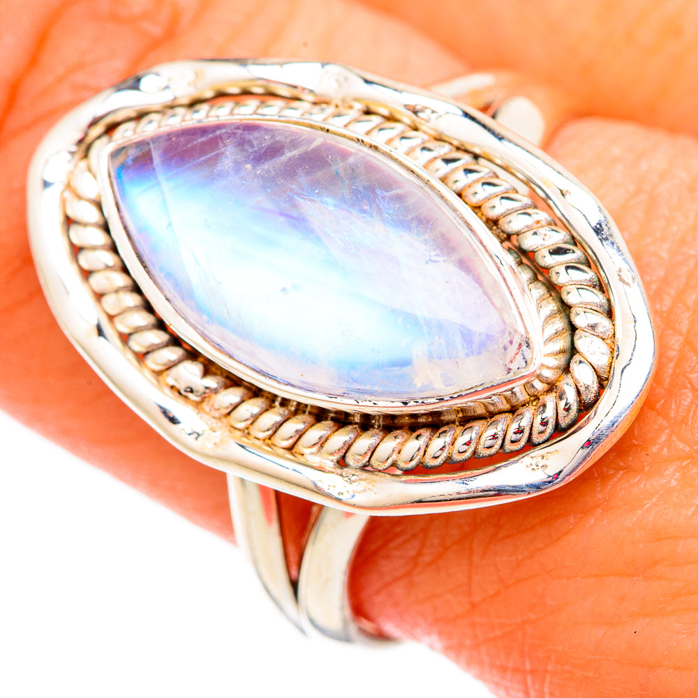 Rainbow Moonstone Rings handcrafted by Anasilvercos - RING102509