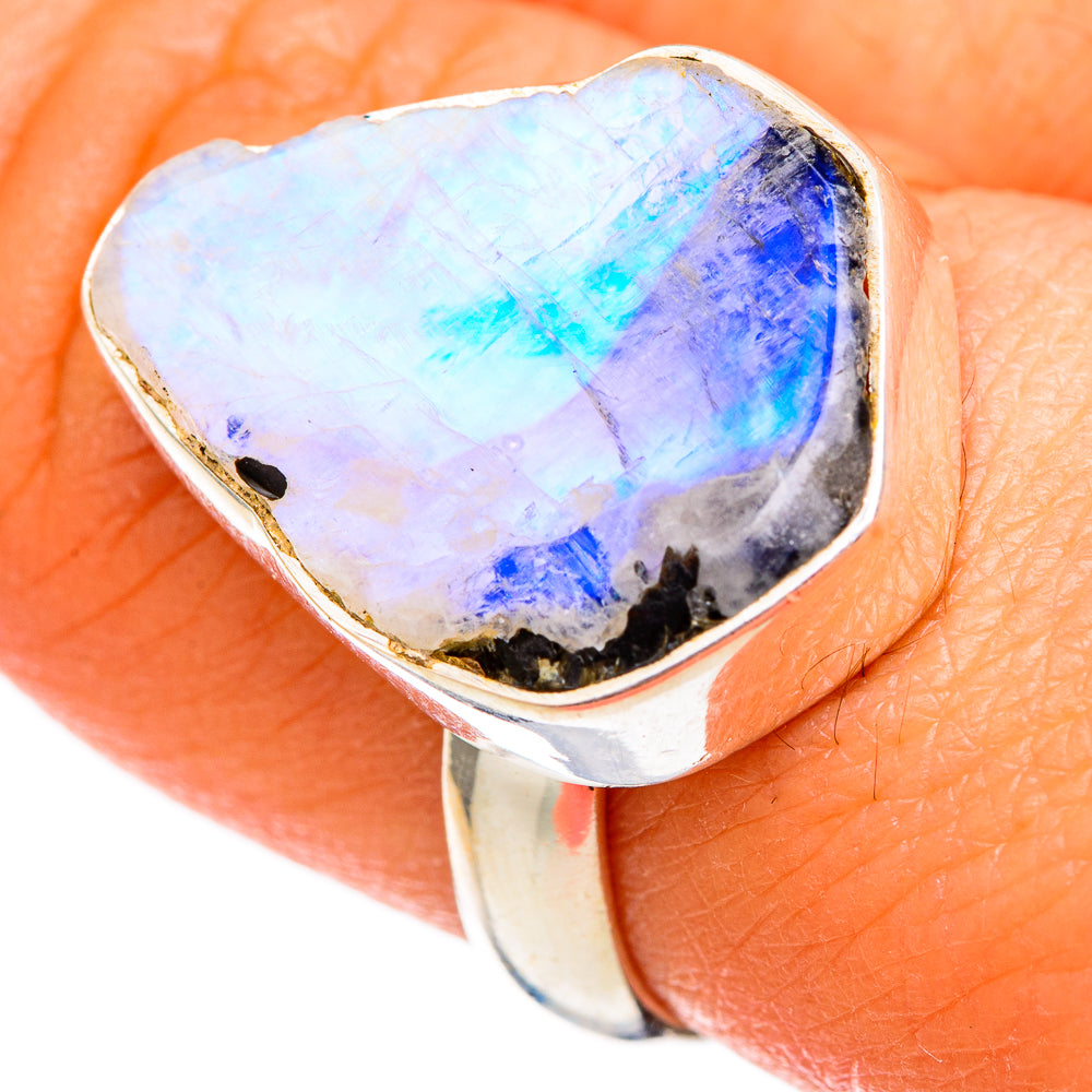 Rainbow Moonstone Rings handcrafted by Anasilvercos - RING102510