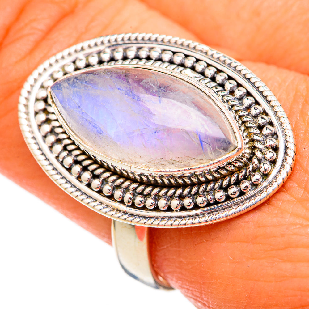 Rainbow Moonstone Rings handcrafted by Anasilvercos - RING102511