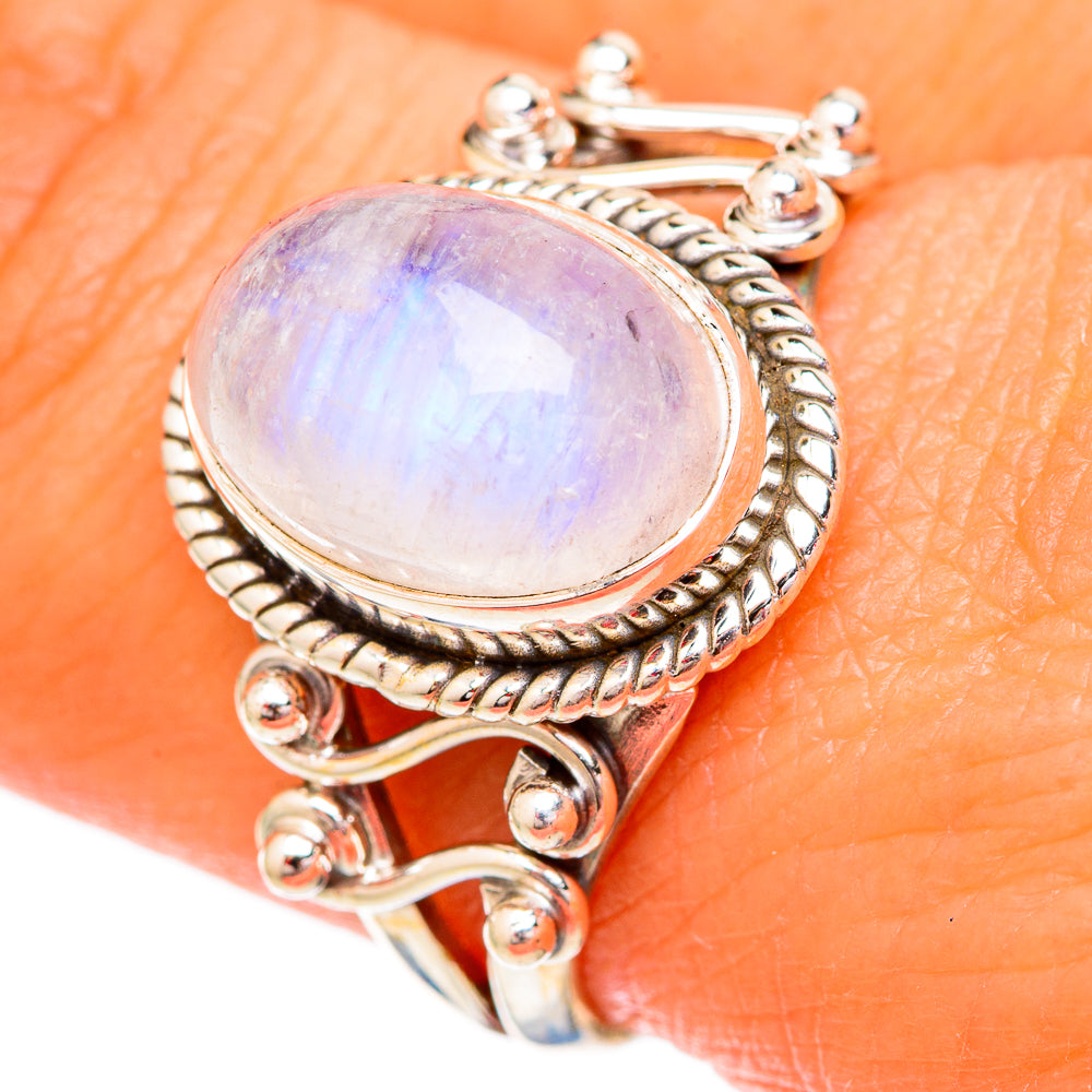 Rainbow Moonstone Rings handcrafted by Anasilvercos - RING102514