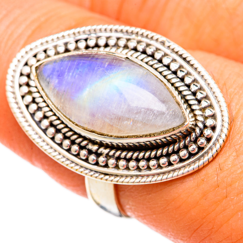 Rainbow Moonstone Rings handcrafted by Anasilvercos - RING102516