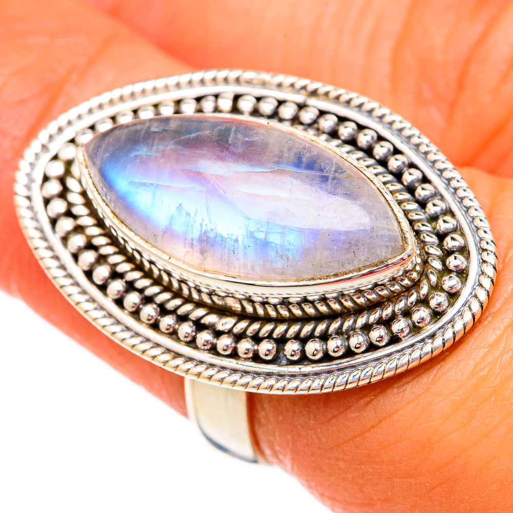 Rainbow Moonstone Rings handcrafted by Anasilvercos - RING102520