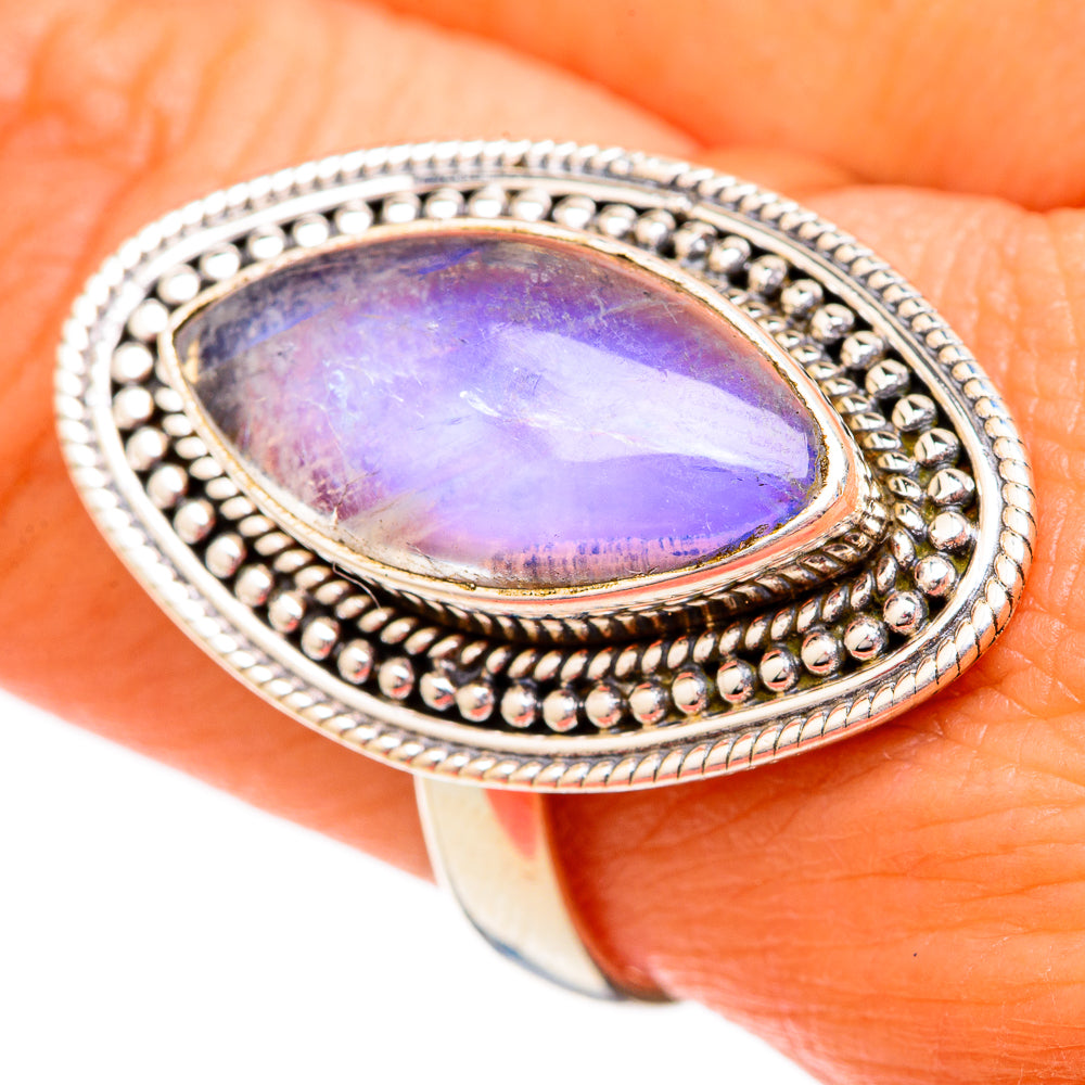 Rainbow Moonstone Rings handcrafted by Anasilvercos - RING102522