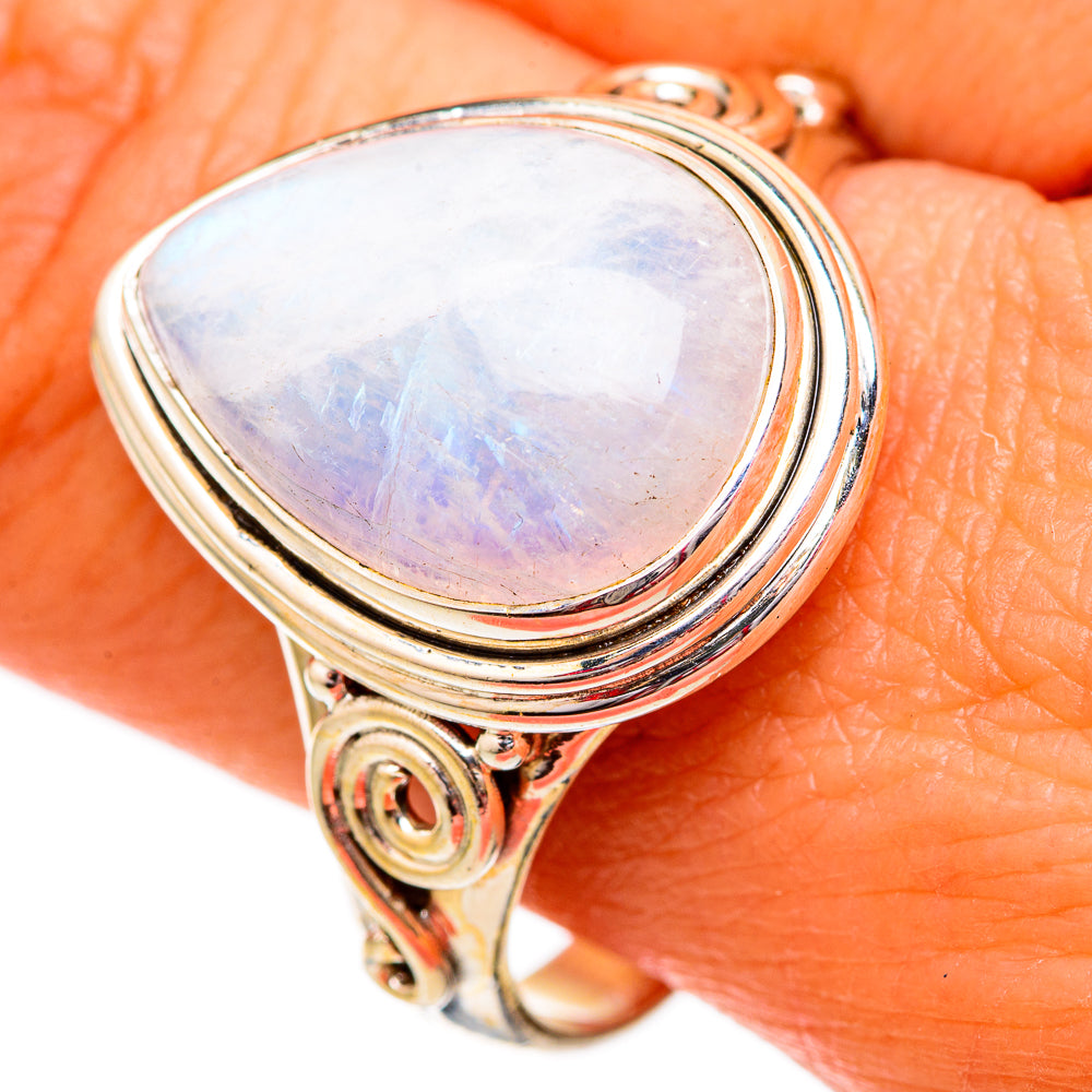 Rainbow Moonstone Rings handcrafted by Anasilvercos - RING102524
