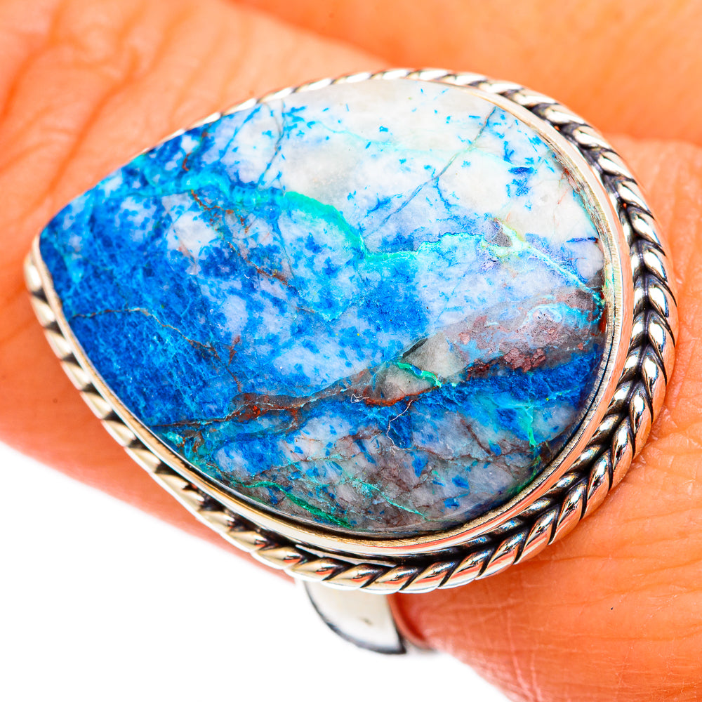 Chrysocolla In Quartz Rings handcrafted by Anasilvercos - RING102540