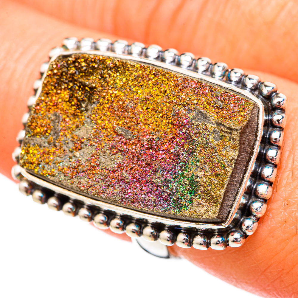 Spectro Pyrite Druzy Rings handcrafted by Anasilvercos - RING102564