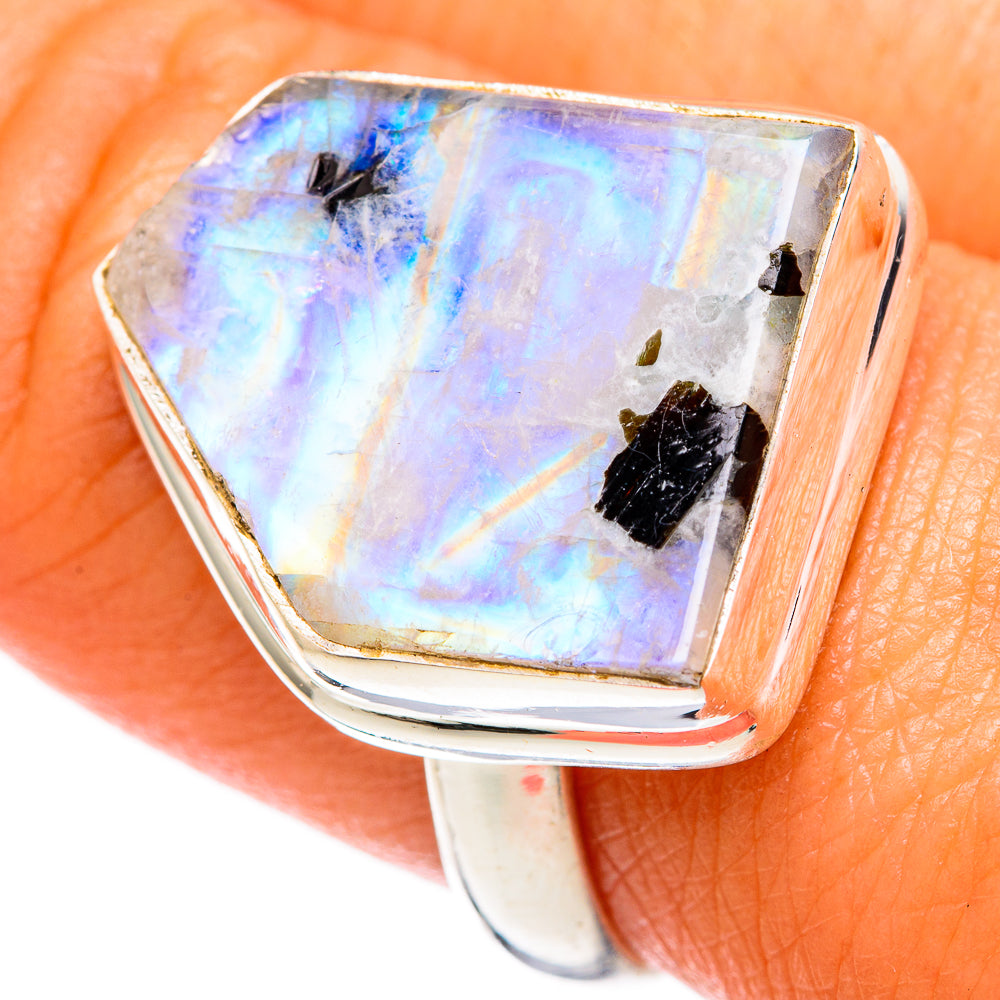 Rainbow Moonstone Rings handcrafted by Anasilvercos - RING102586