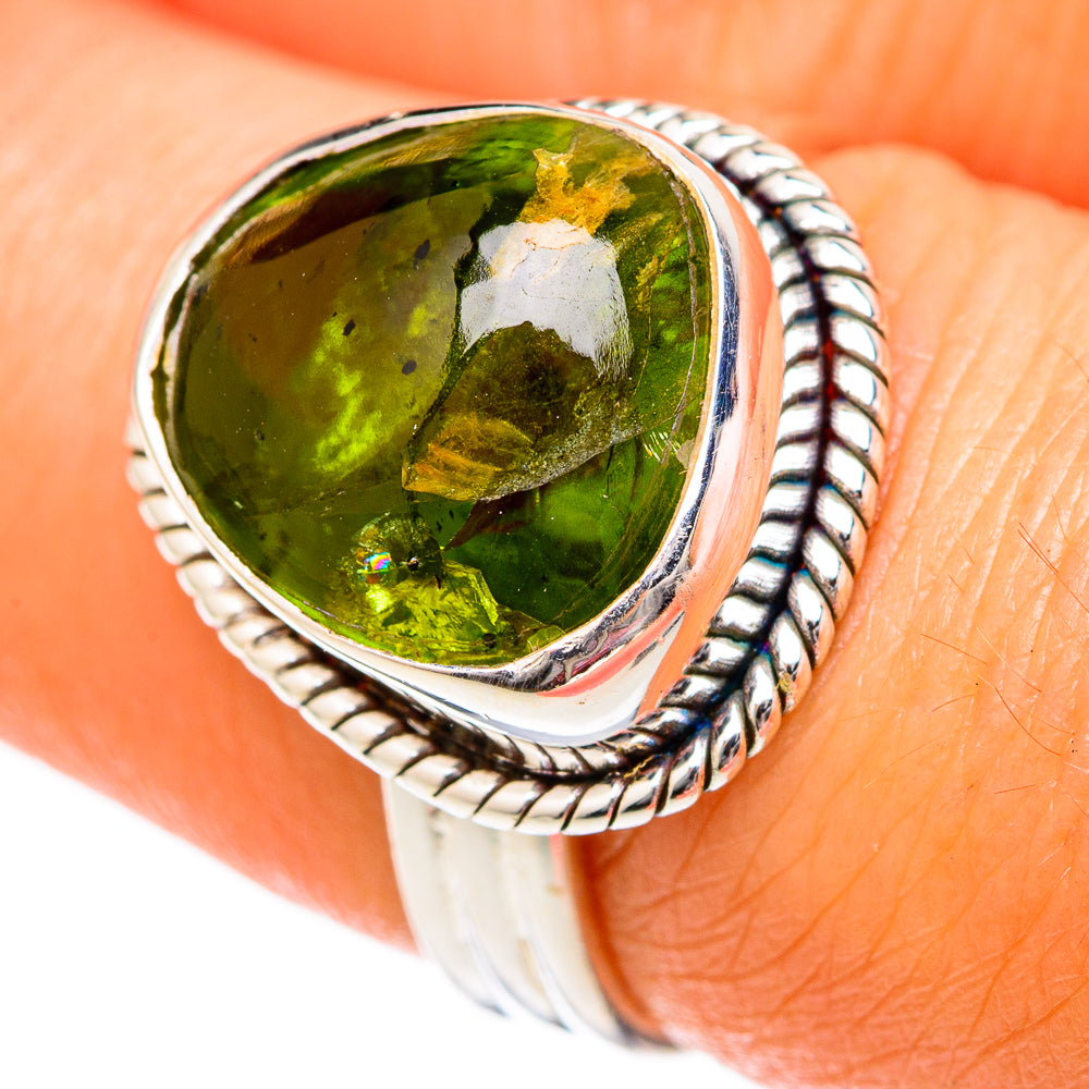 Green Tourmaline Rings handcrafted by Anasilvercos - RING102594