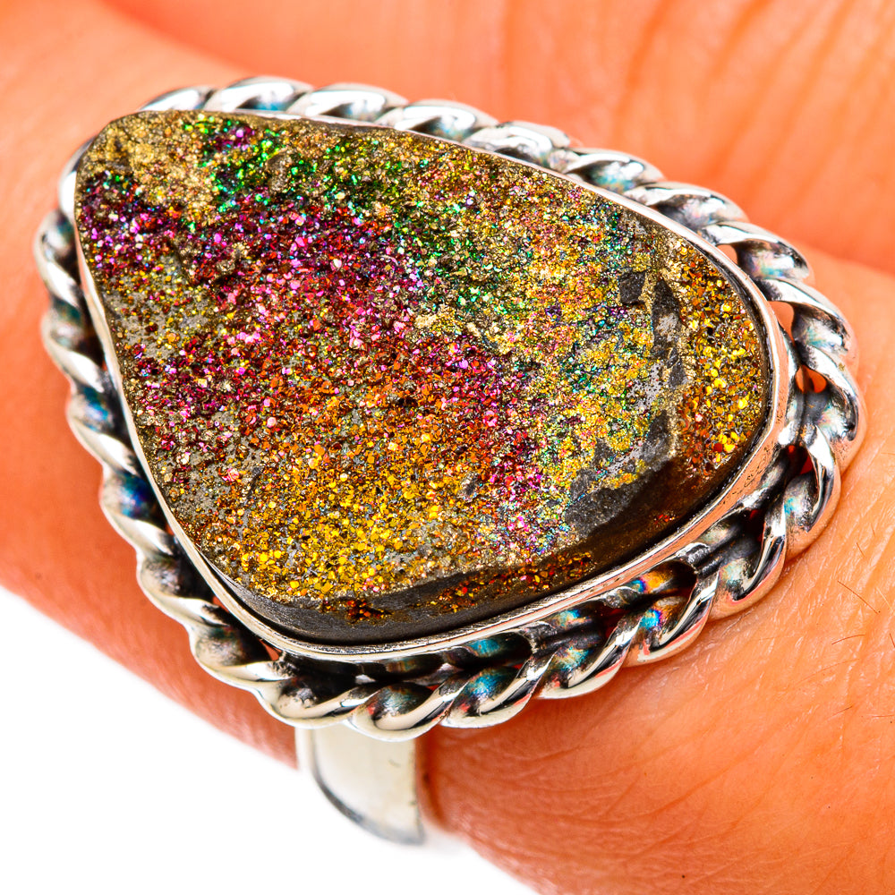 Spectro Pyrite Druzy Rings handcrafted by Anasilvercos - RING102606
