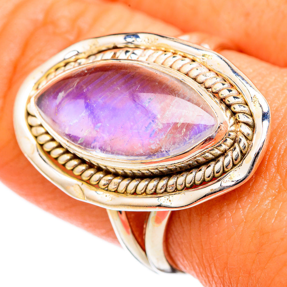 Rainbow Moonstone Rings handcrafted by Anasilvercos - RING102611