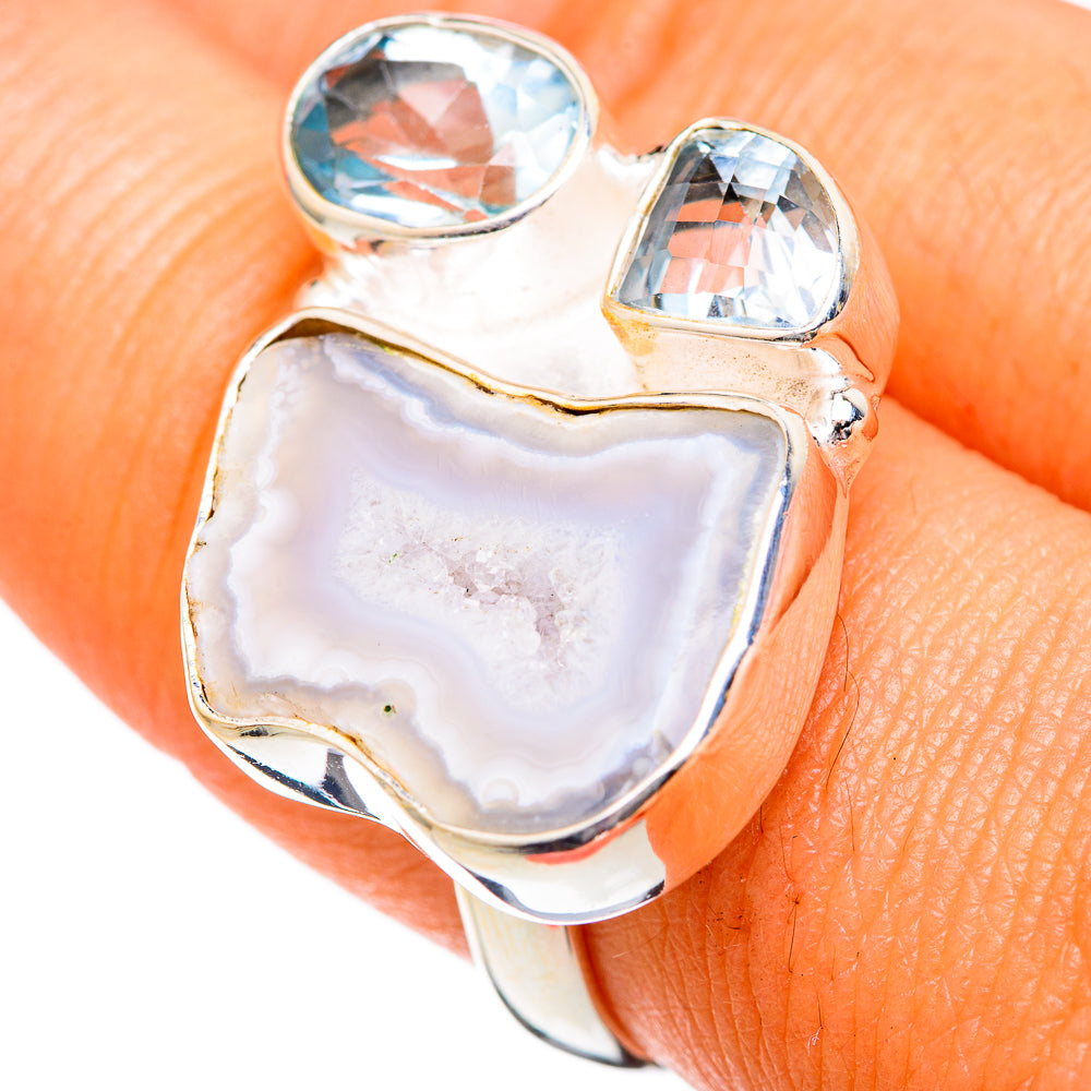 White Geode Slice Rings handcrafted by Anasilvercos - RING102616