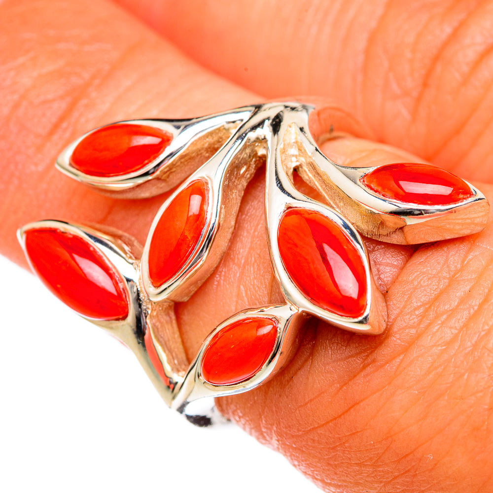 Mediterranean Red Coral Rings handcrafted by Anasilvercos - RING102627