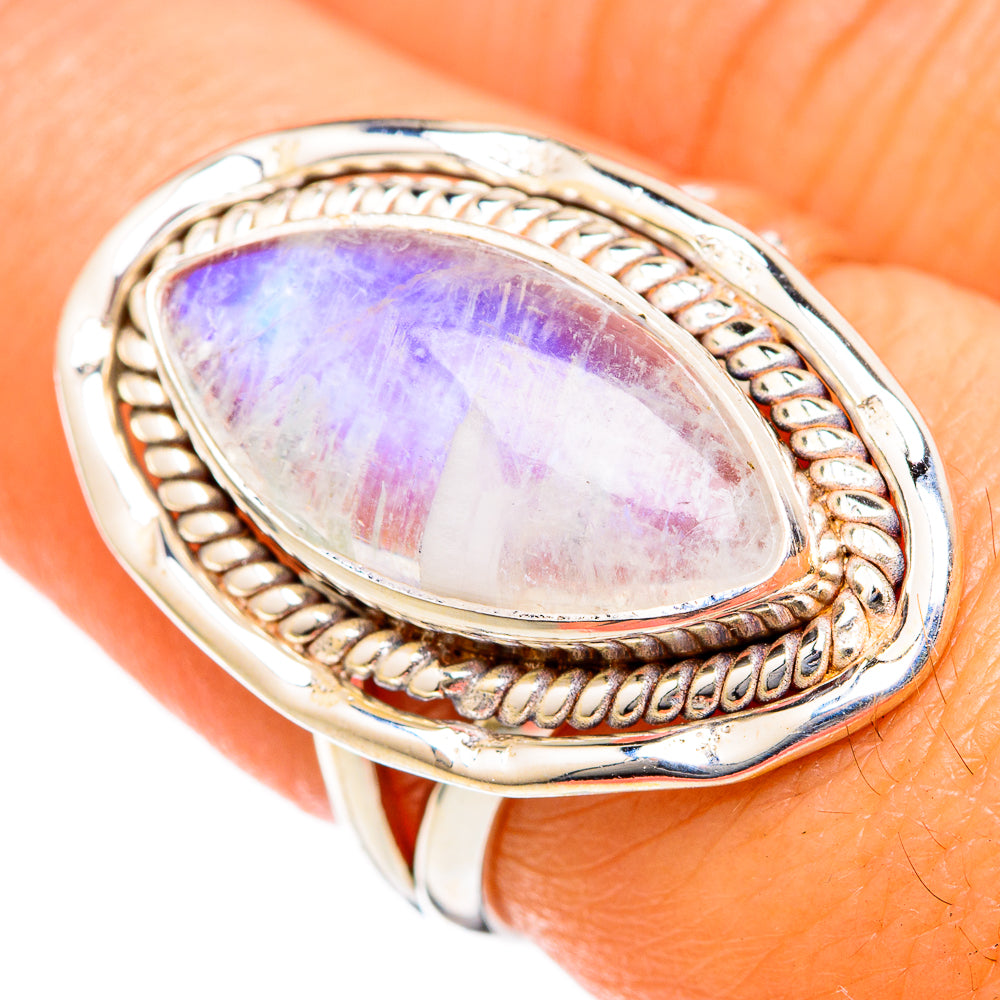 Rainbow Moonstone Rings handcrafted by Anasilvercos - RING102631
